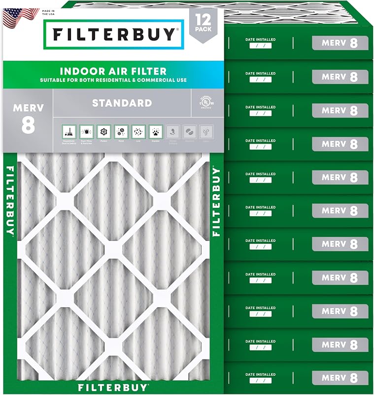 Filtro aire MERV 8 plisado HVAC AC 12 pzas