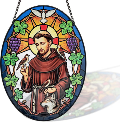 Colgador vitrales San Francisco 8.8pulg decoración cristiana