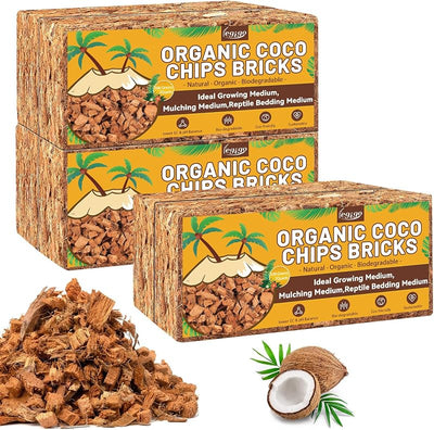 6 Pzas Chips Fibra Coco Orgánicos para Macetas Bajo EC pH