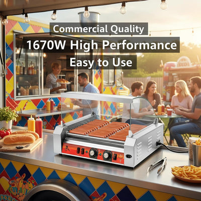 Máquina perros calientes 11 rodillos 1670W acero inox