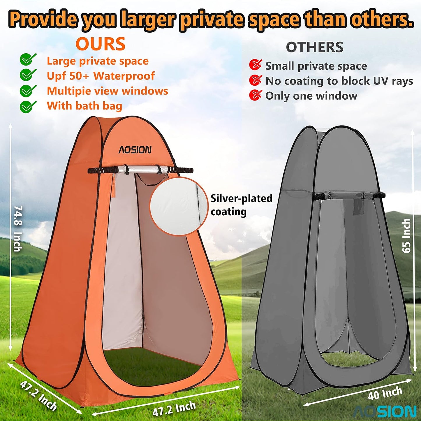 Tenda ducha privada portátil con bolsa impermeable