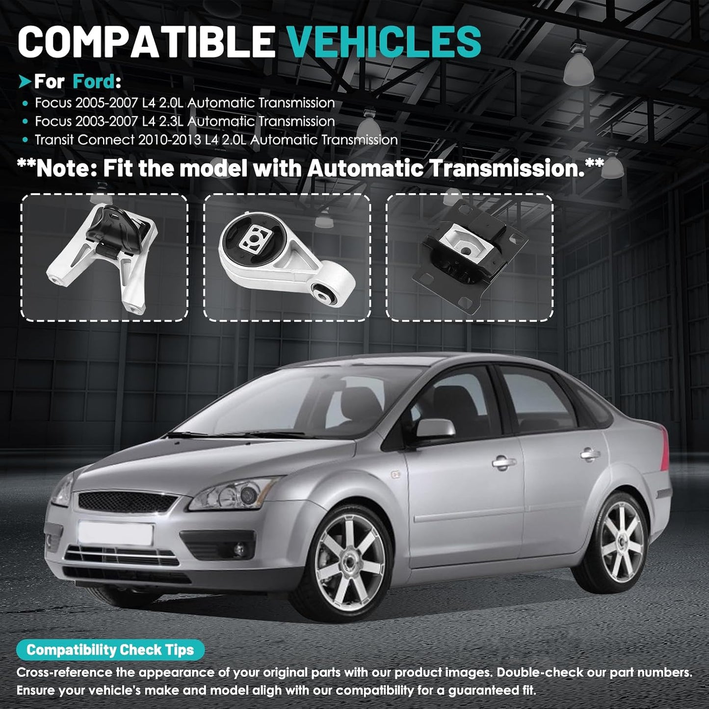 Set 3 soportes motor Ford Focus 05-07 Transit Connect 10-13
