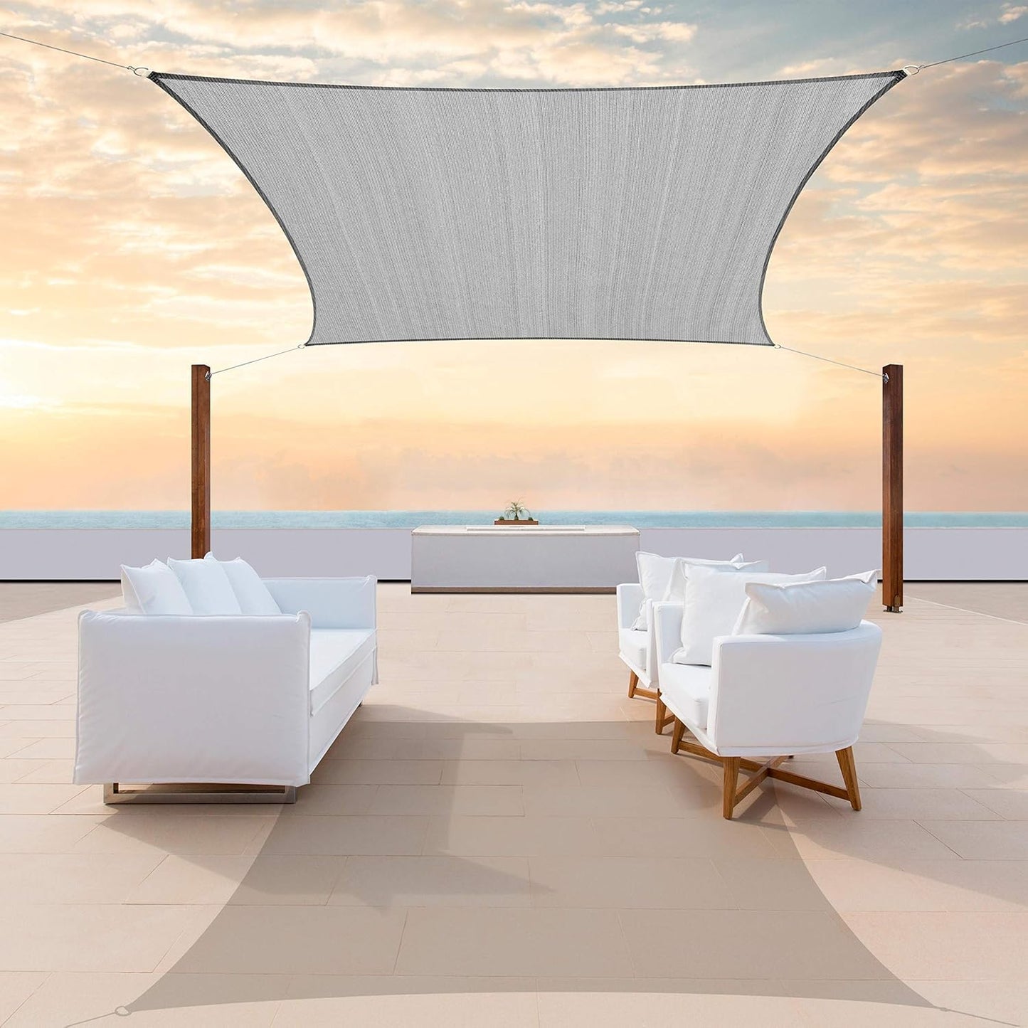 Toldo rectangular 14x20pulg gris tela UPF50 impermeable