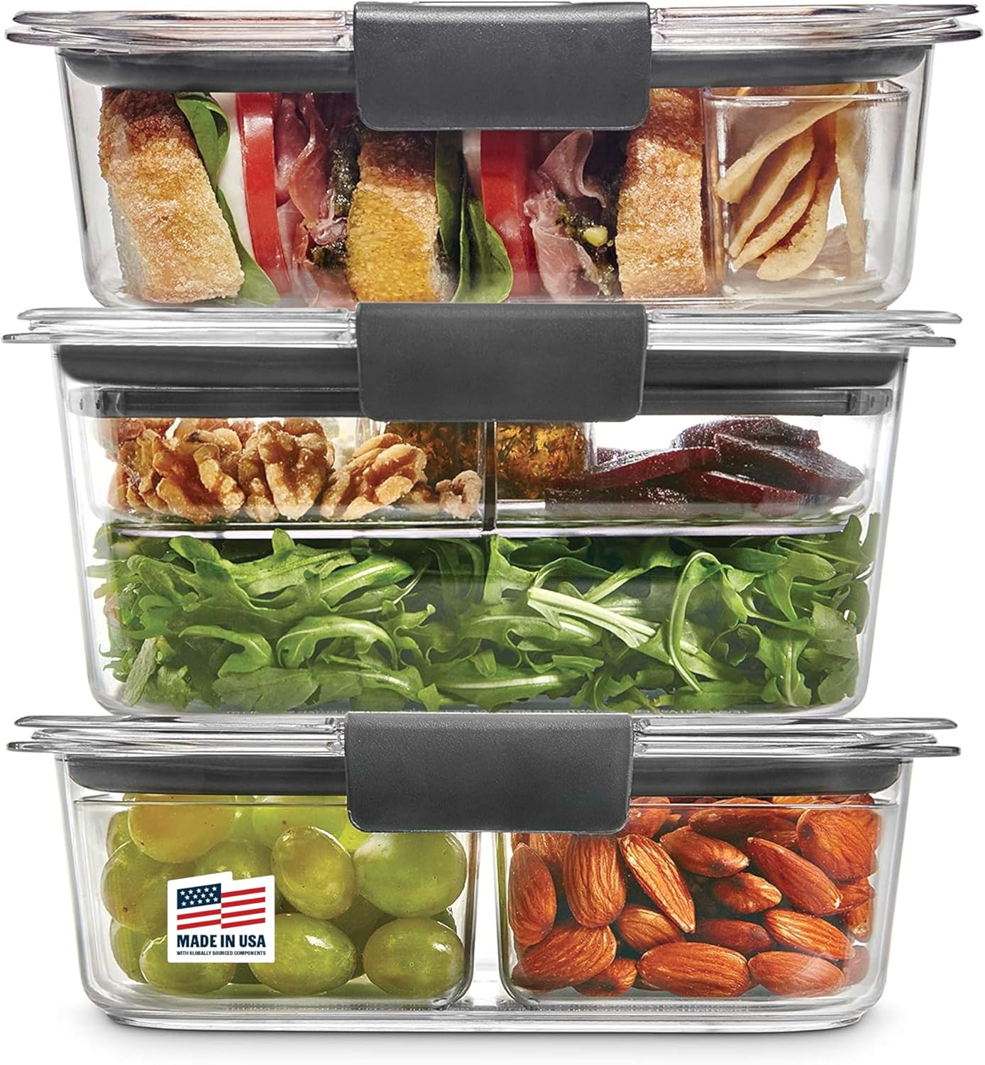 Set 3 Recipientes Alimentos Sin BPA Tapas Herméticos