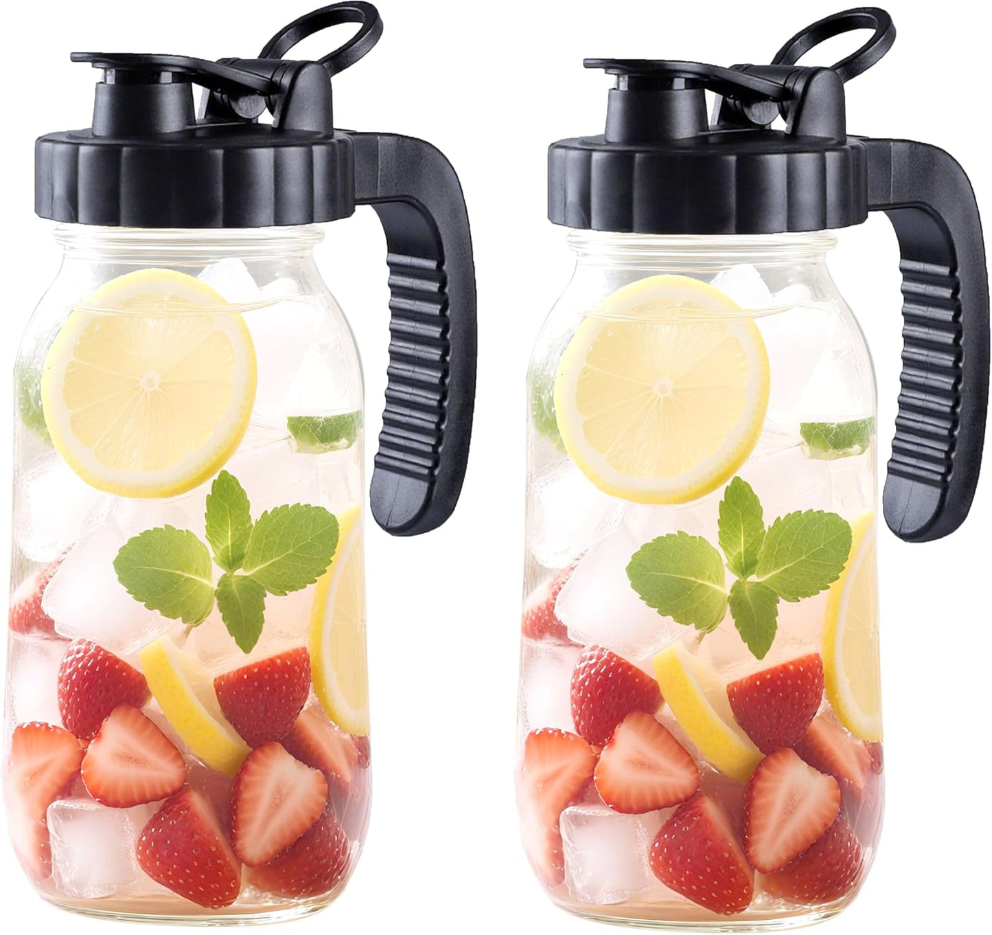 Jarra vidrio 64oz boca ancha 2qt para agua café leche