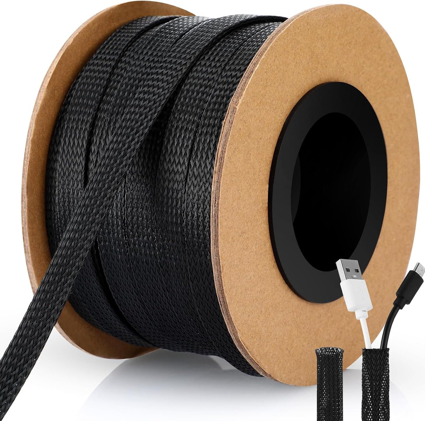 Funda trenzada expandible 300ft1pulg para cables TV computadora