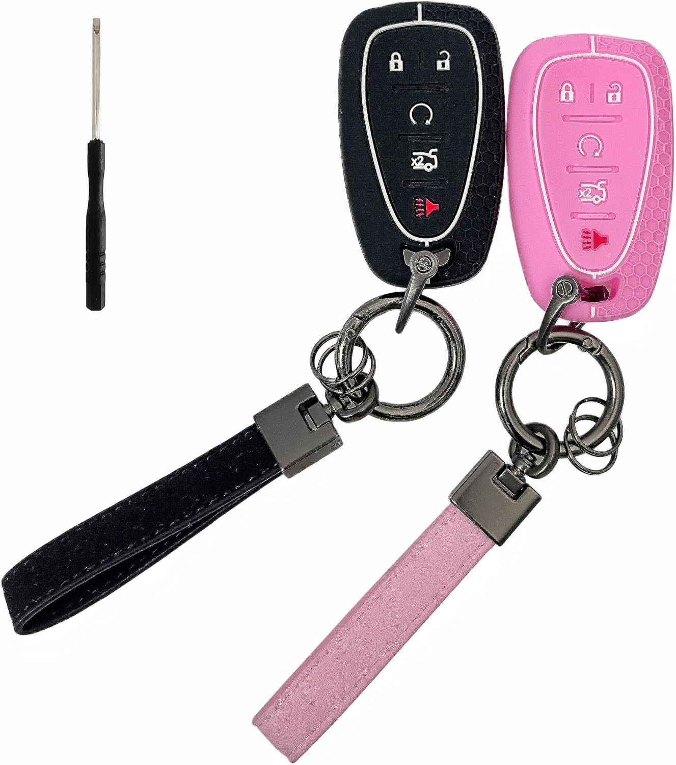 Funda llavero silicona comp Chevrolet 2016-24 negro/rosa