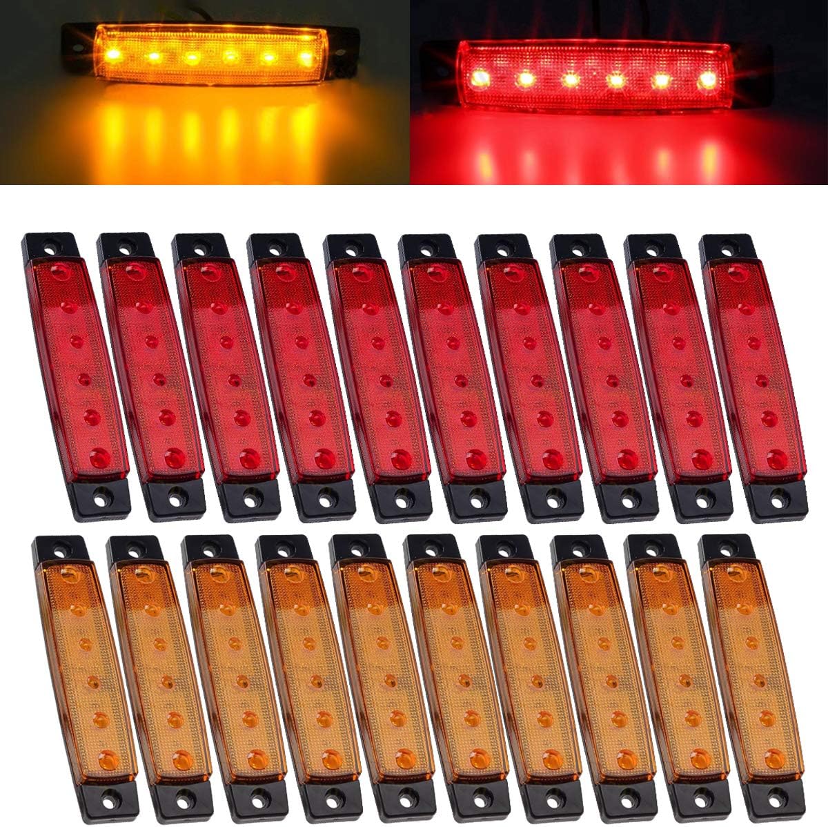 20 Luces LED Ámbar/Rojas para Camión Remolque Decorativas