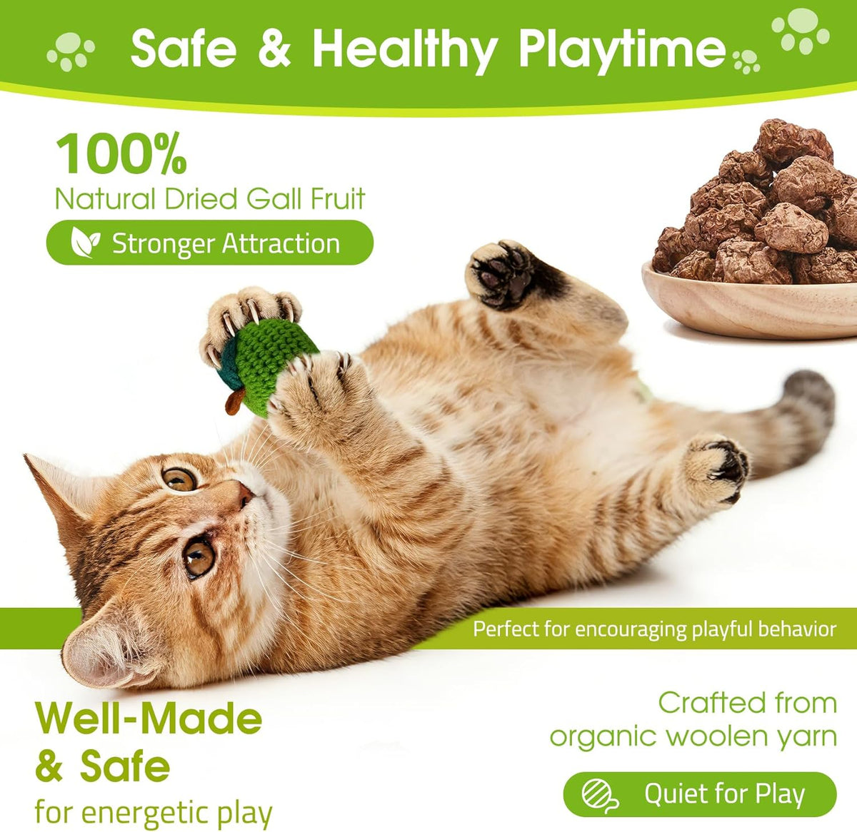 9 Bolas Juguete Gato Hierba Gatera Lana Fruta Agalla Plateada