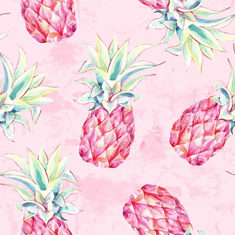Papel tapiz piña rosa 17.7x354" extraíble para paredes