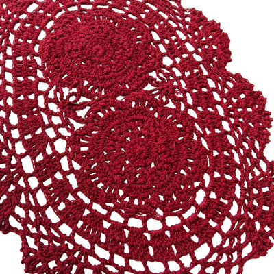 Set 4 manteles algodón ganchillo 10x14pulg borgoña