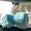 Par dados felpa espejo blanco puntos negros 3pulg adorno coche