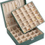 Organiz. aretes joyero 50 ranuras doble capa 6 ganchos verde
