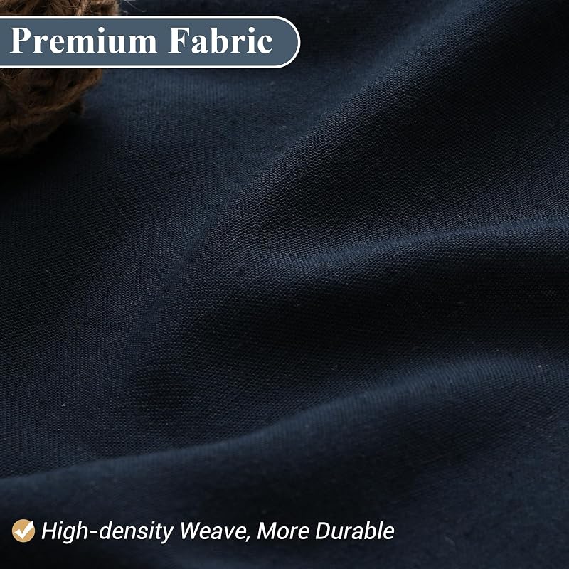 Cortina ducha lino estilo bohemio azul marino con ganchos