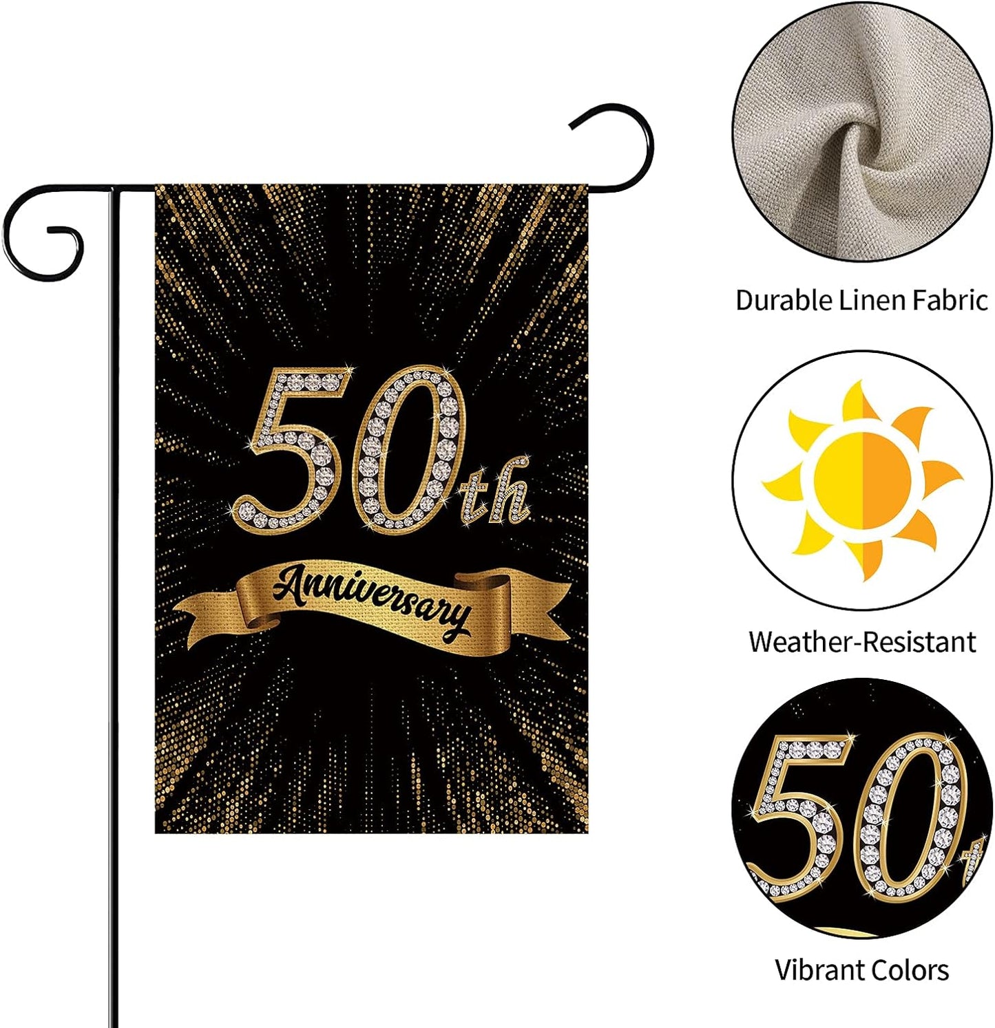 Bandera arpillera jardín 50 aniversario doble cara