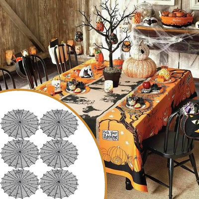 Manteles Halloween 15pulg tela negra aislamiento térmico 4pzas