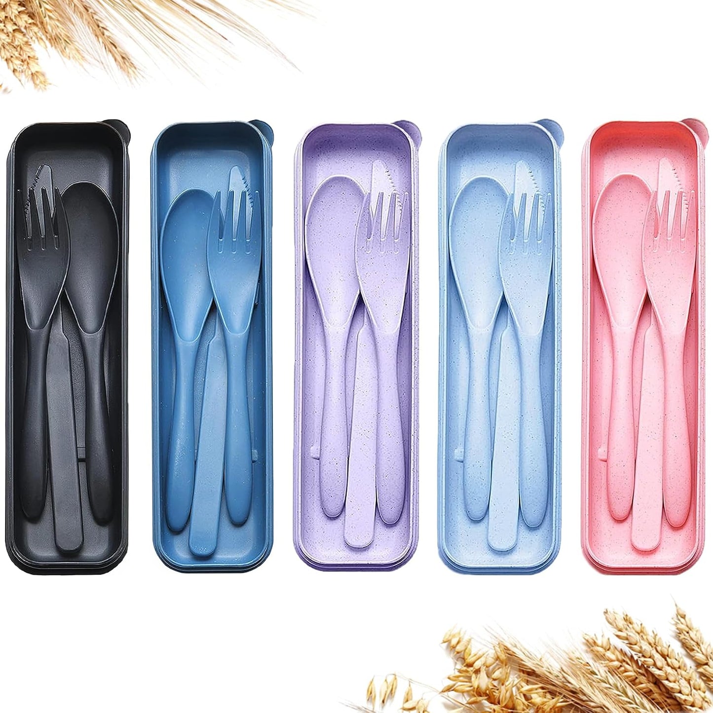 Juego utensilios viaje plástico sin BPA niños y adultos