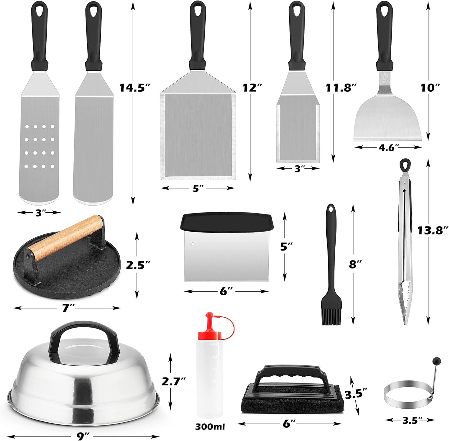 Kit 18 accesorios plancha teppanyaki acero inox