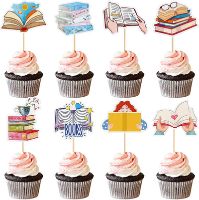 32 Pzas Libros Cupcakes Purpurina Regreso Escuela Baby Shower
