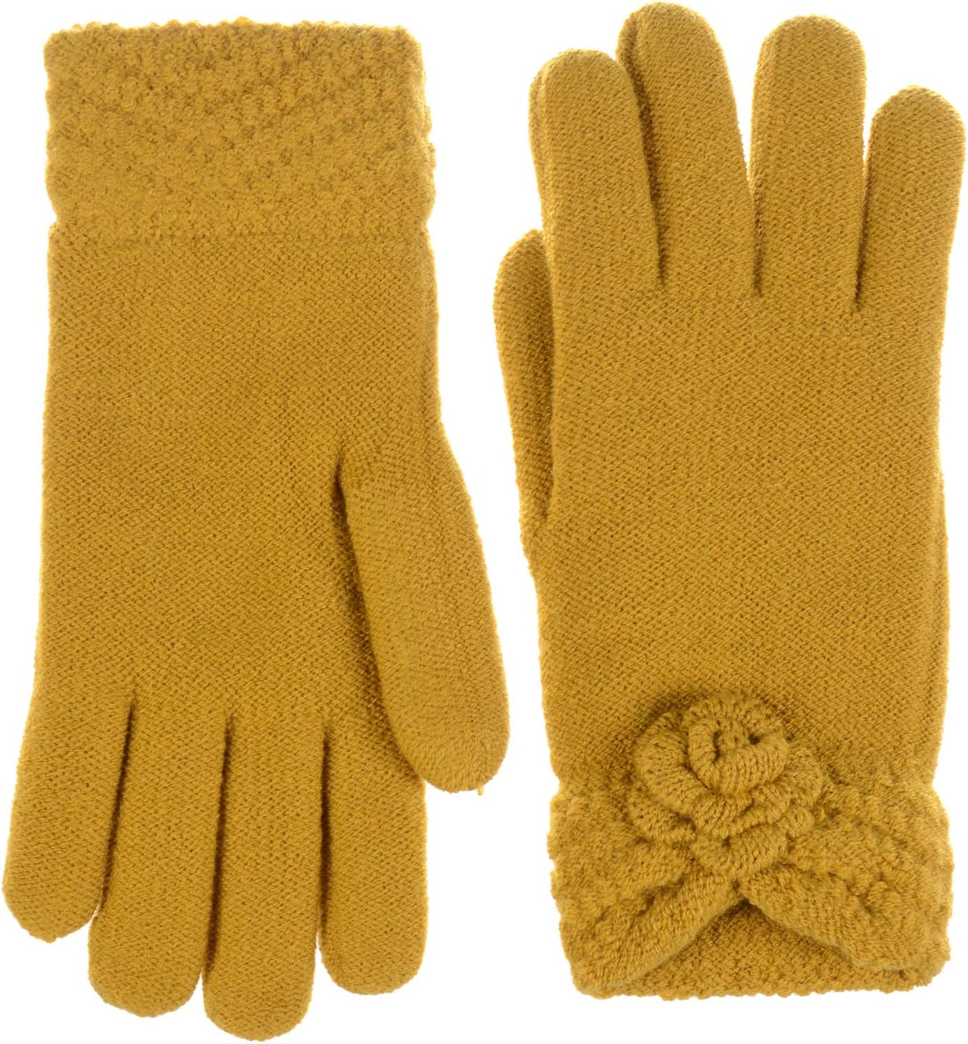 Guantes invierno mujer puños florales forro polar