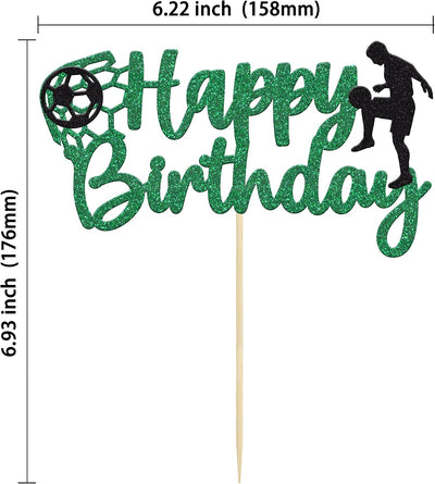 Decoración pastel fútbol texto Happy Birthday temática deportiva