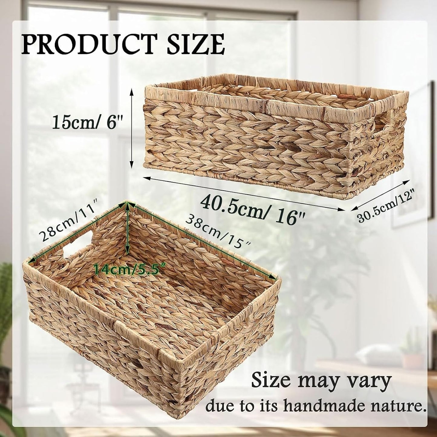 Canasta mimbre tejida a mano con asas extragrande