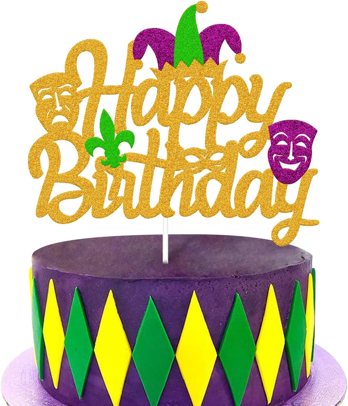 Decoración tarta cumpleaños Mardi Gras flor de lis