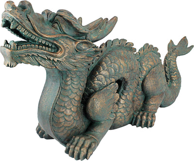 Estatua dragón Gran Muralla jardín 29pulg bronce verdigris