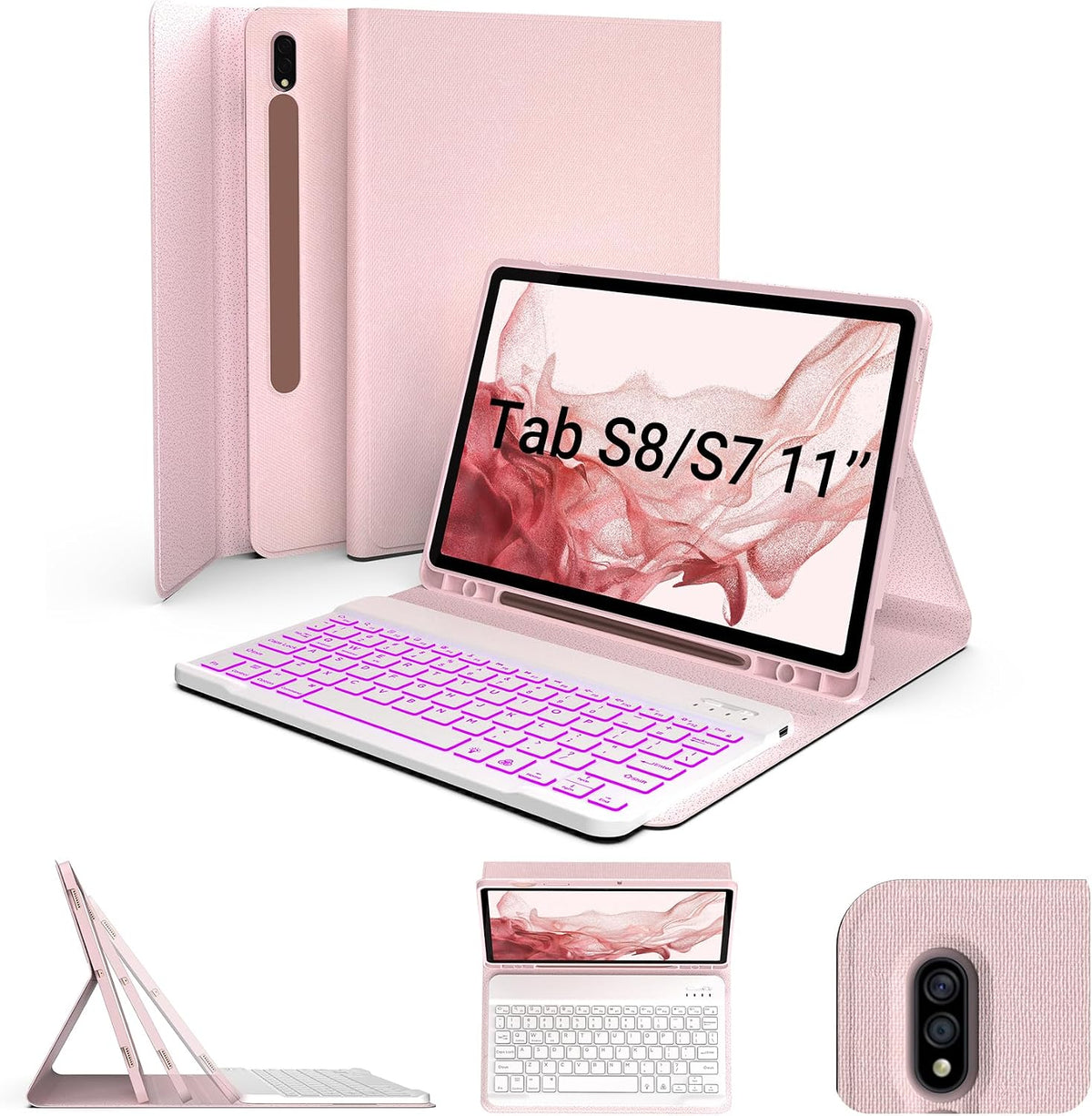 Funda teclado Galaxy Tab S8/S7 11pulg rosa