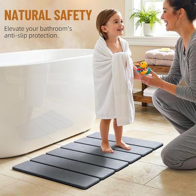Tapete baño piedra plegable secado rápido 24x16pulg gris oscuro