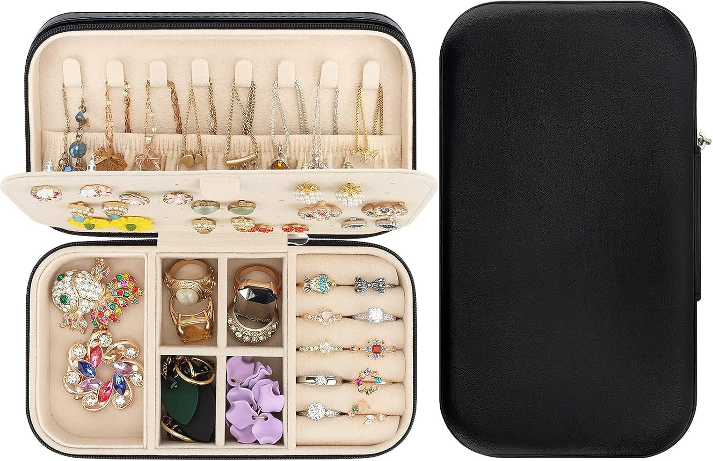Joyero viaje piel sintética para anillos aretes collares