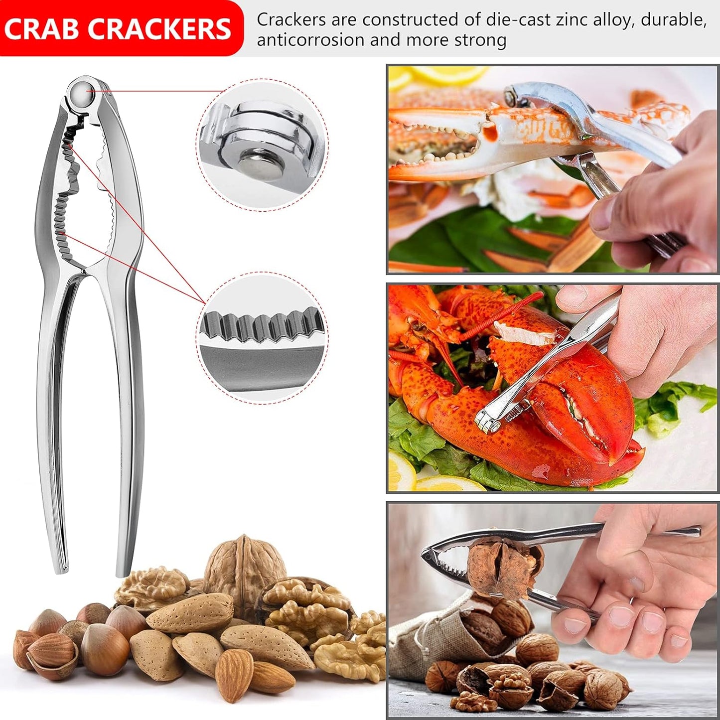 Set herramientas mariscos 4 galletas cangrejo 6 tenedores 6 langosta tijeras ostras cuchillo