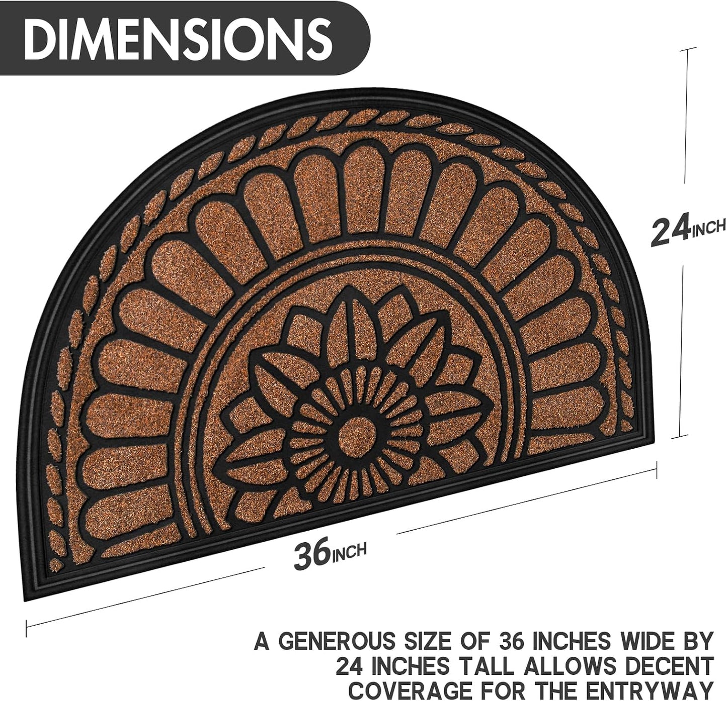 Tapete semicircular antiderrap para puerta garaje patio
