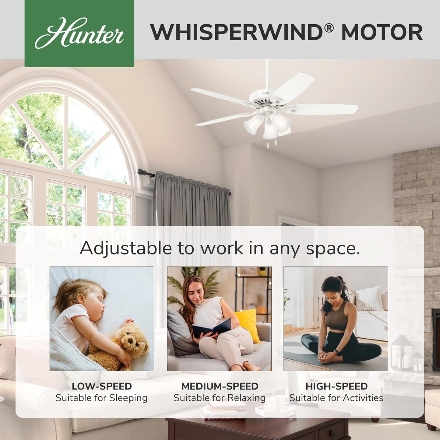 Ventilador techo interiores Builder Plus con luces control