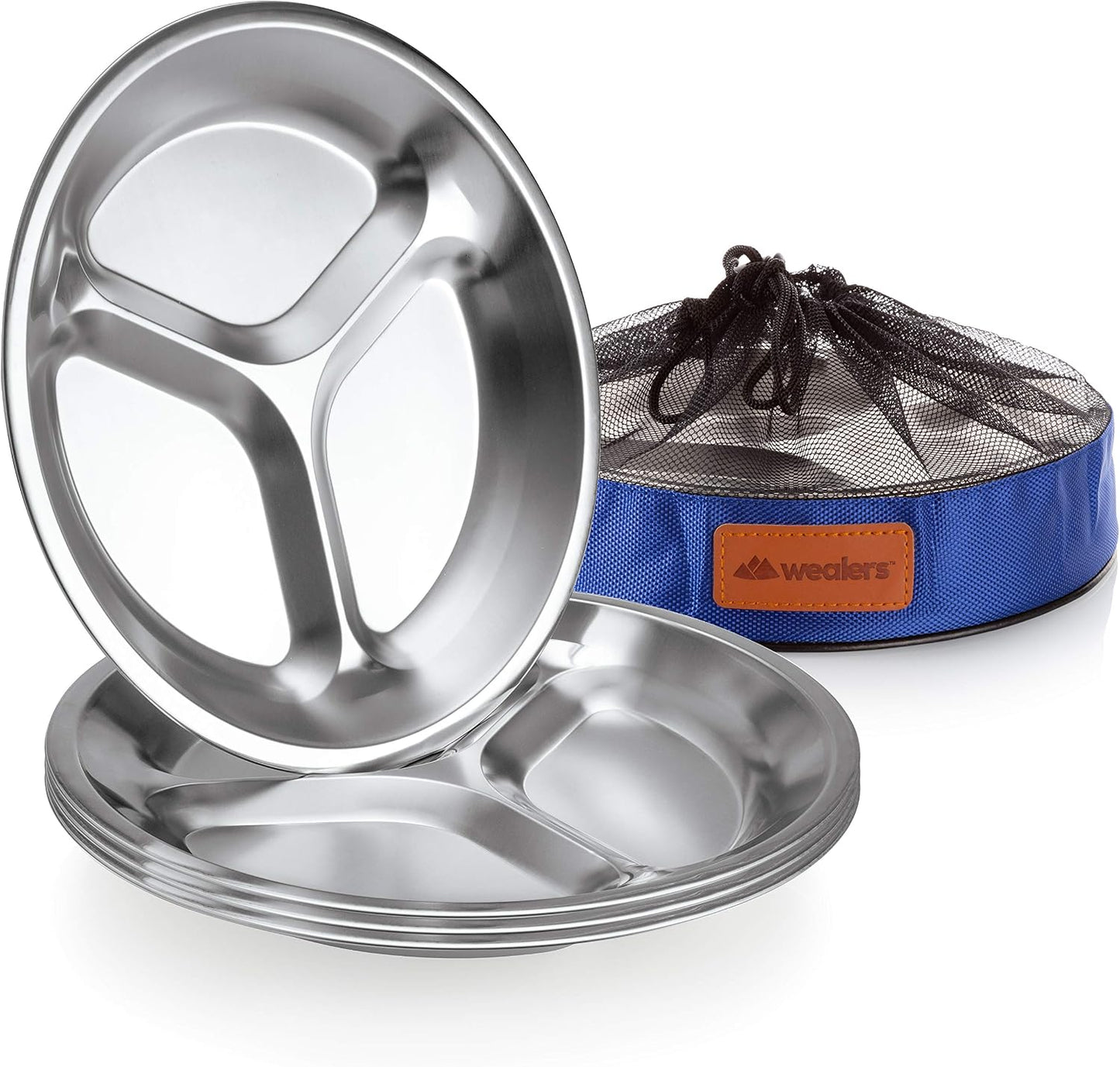 Set 4 platos acero inox sin BPA con bolsa viaje