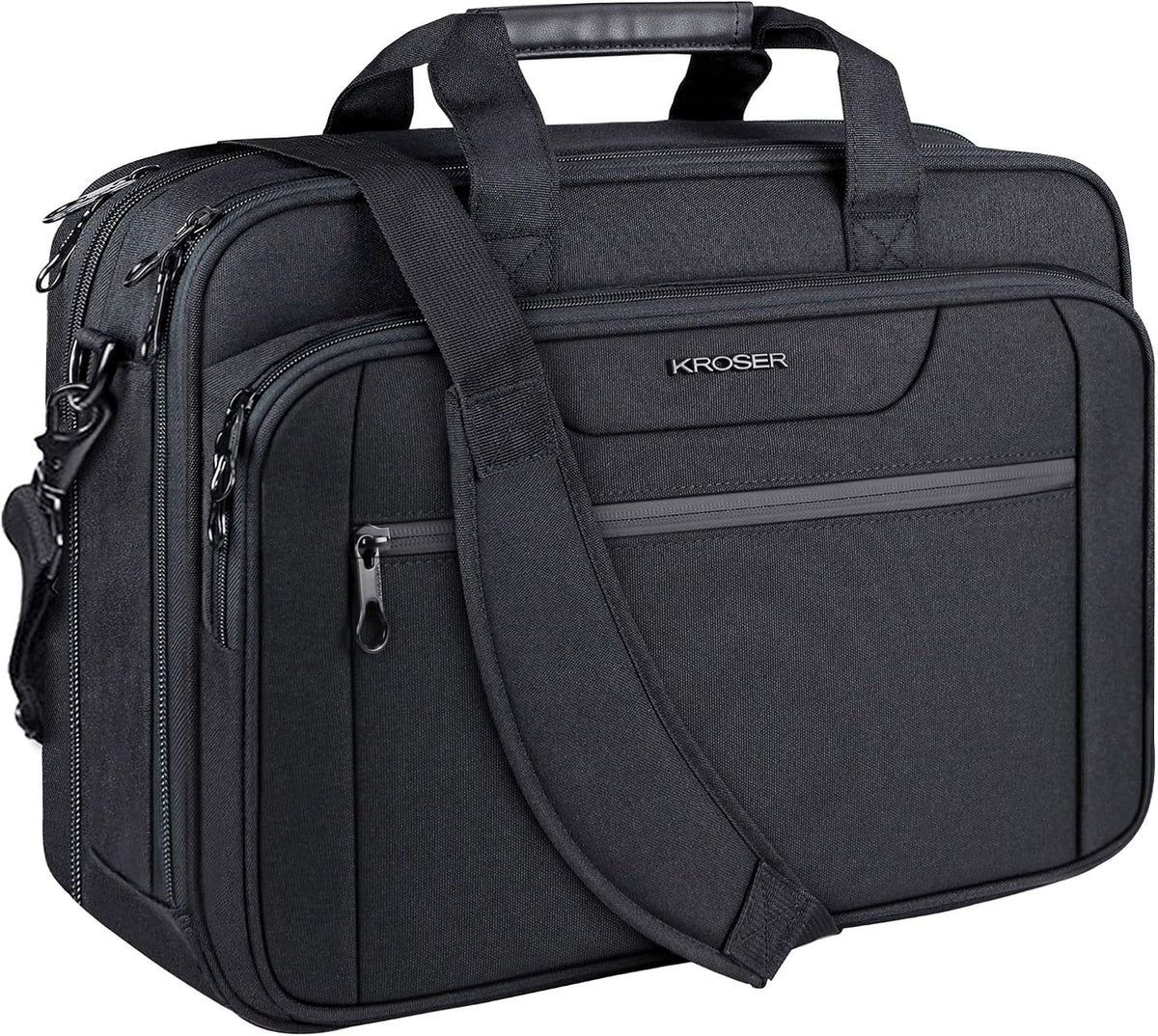 Bolso hombro laptop expandible hasta 17.3pulg repelente agua negro