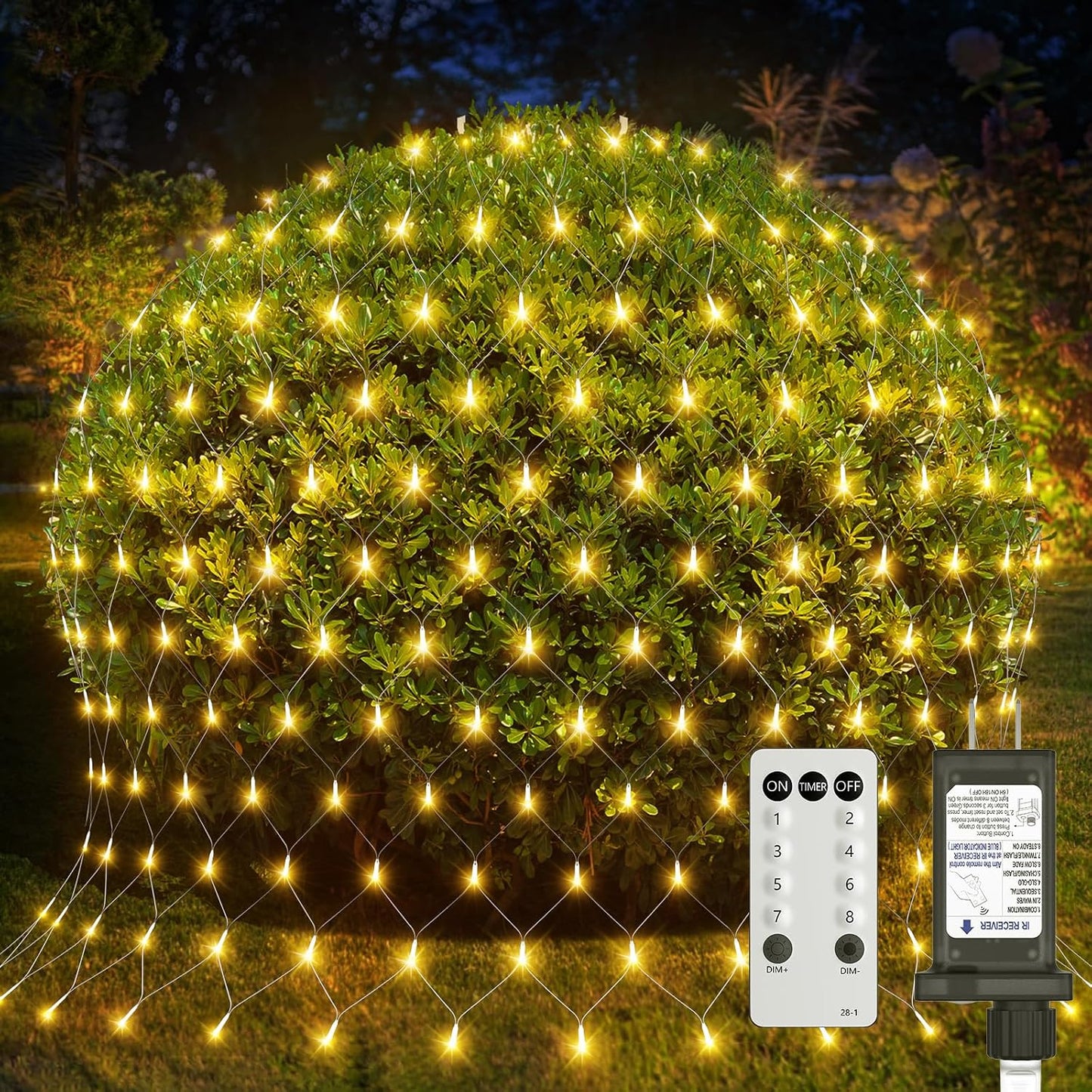 Red luces 12x5ft 360 LED para arbustos exteriores con 8 modos