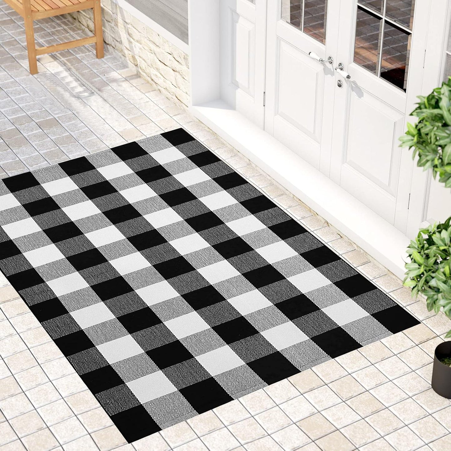 Alfombra cuadros búfalo 3x5ft algodón uso interior
