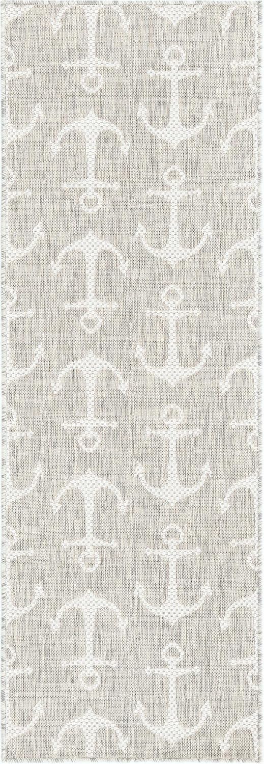 Alfombra pasillo estilo Ahoy 2x6ft1" gris/marfil