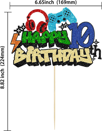 Decoración pastel videojuegos feliz cumpleaños 10 años