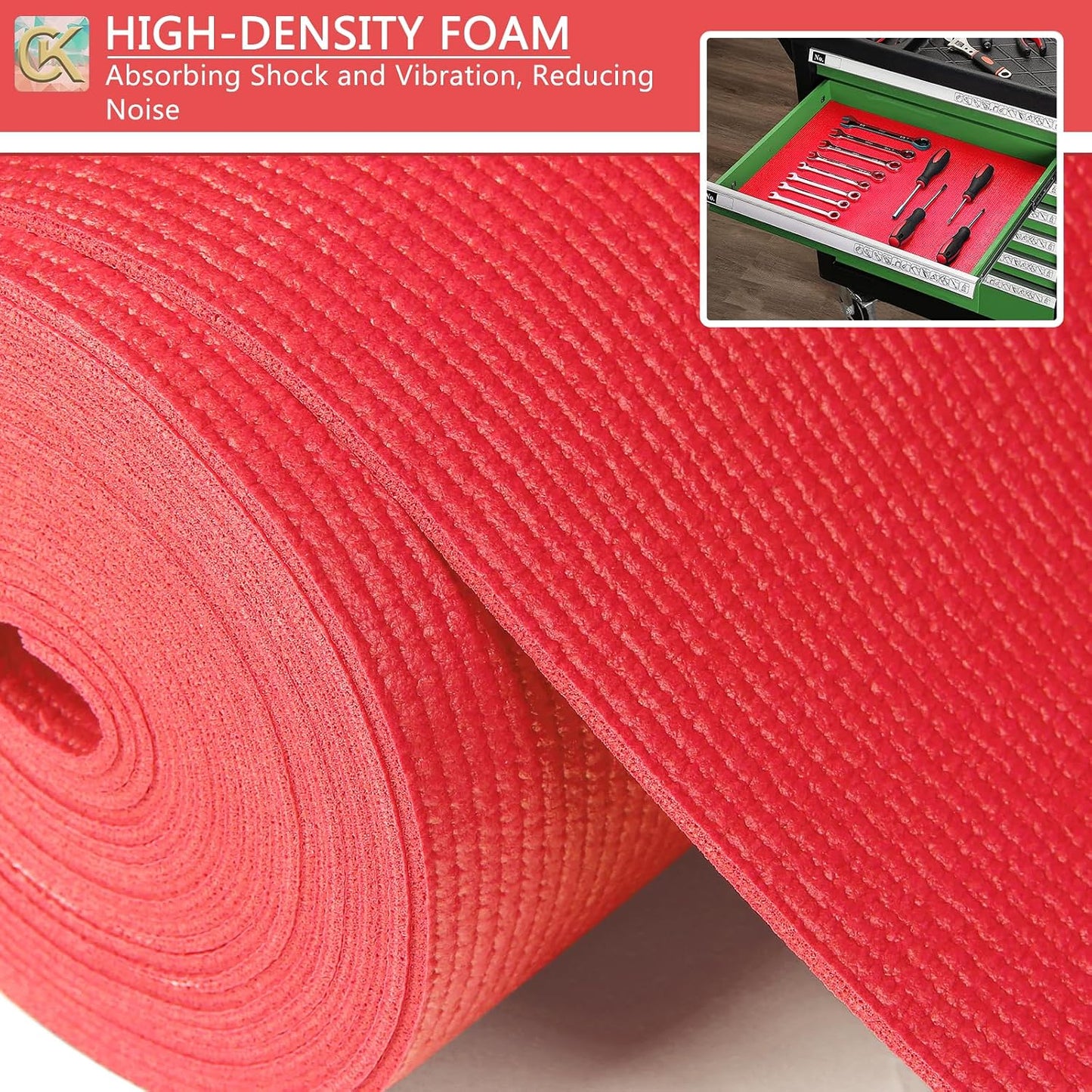 Forro espuma caja herramientas 16x6pulg 3mm rojo