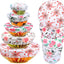 Cubiertas para tazón de pan set 5 tejido tela flores rojas