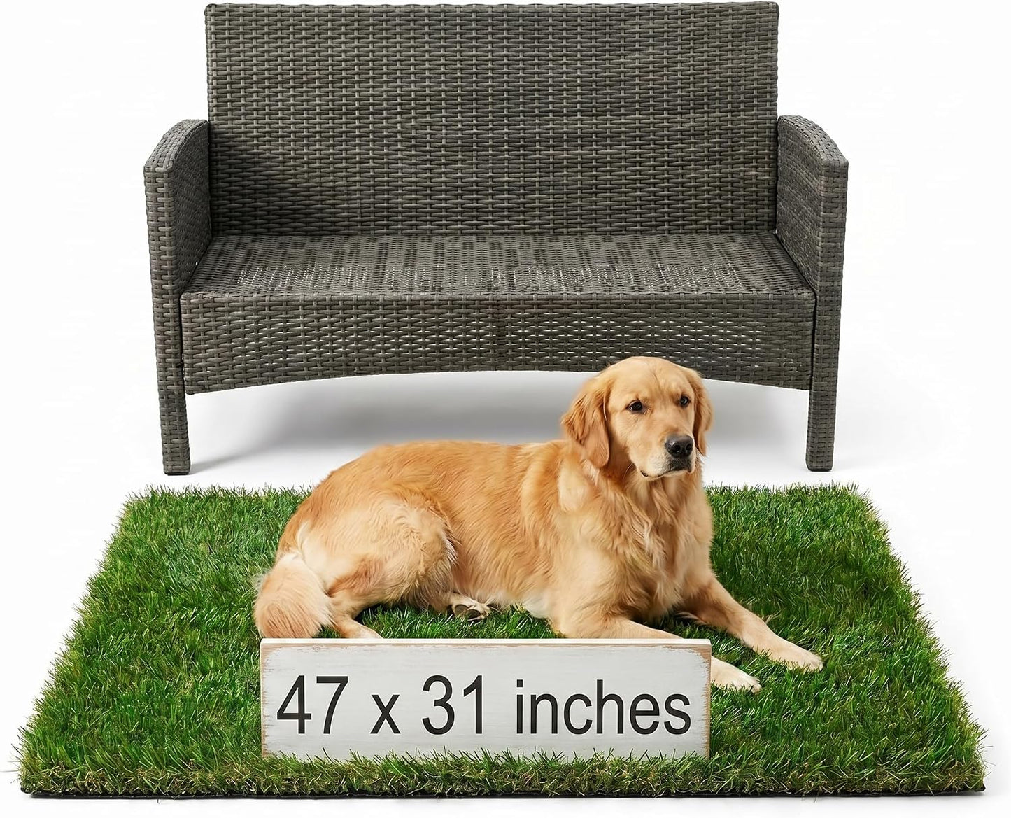 Alfombra césped artificial 47x31pulg grosor 1.38 lavable