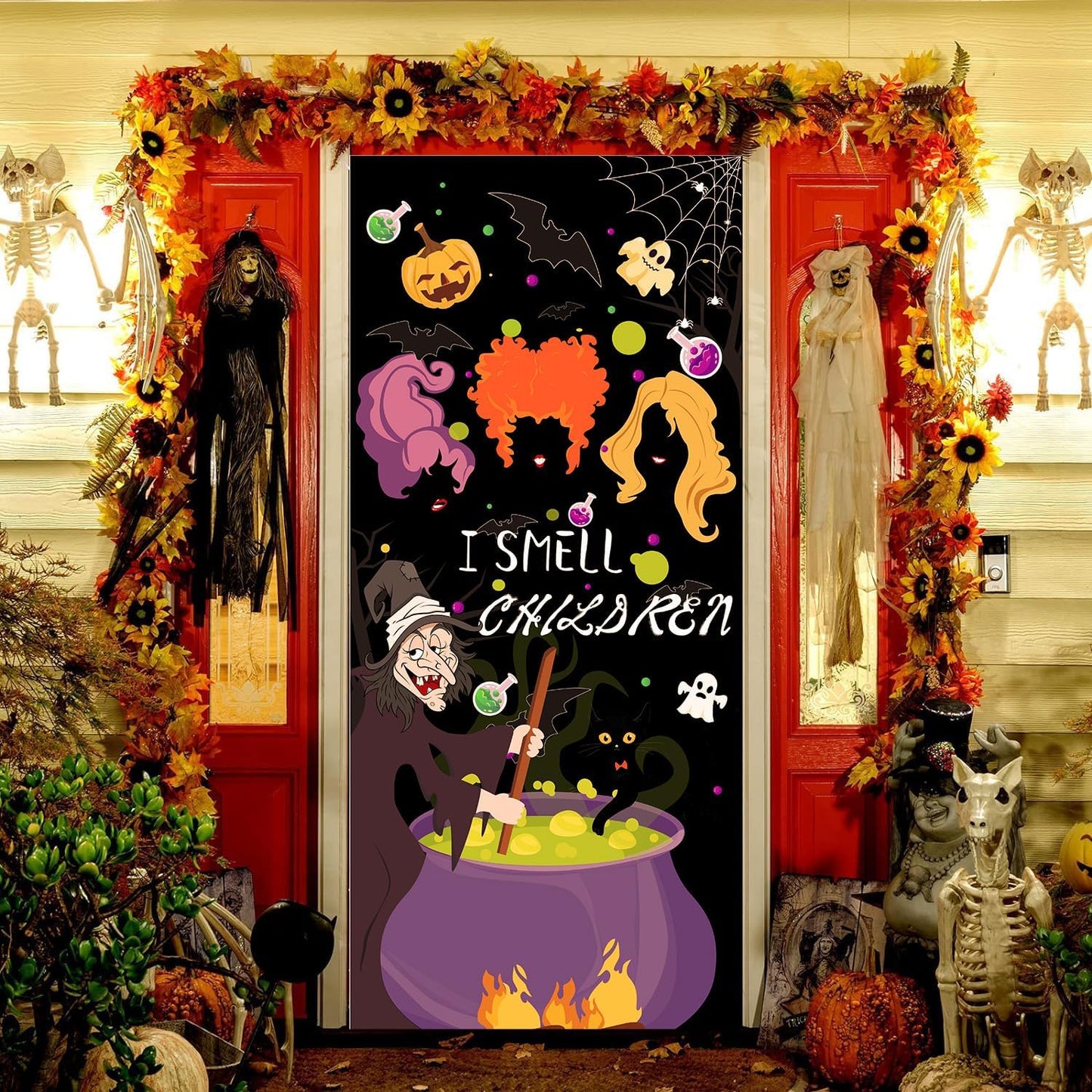 Cubierta puerta Halloween decoración fiesta bruja
