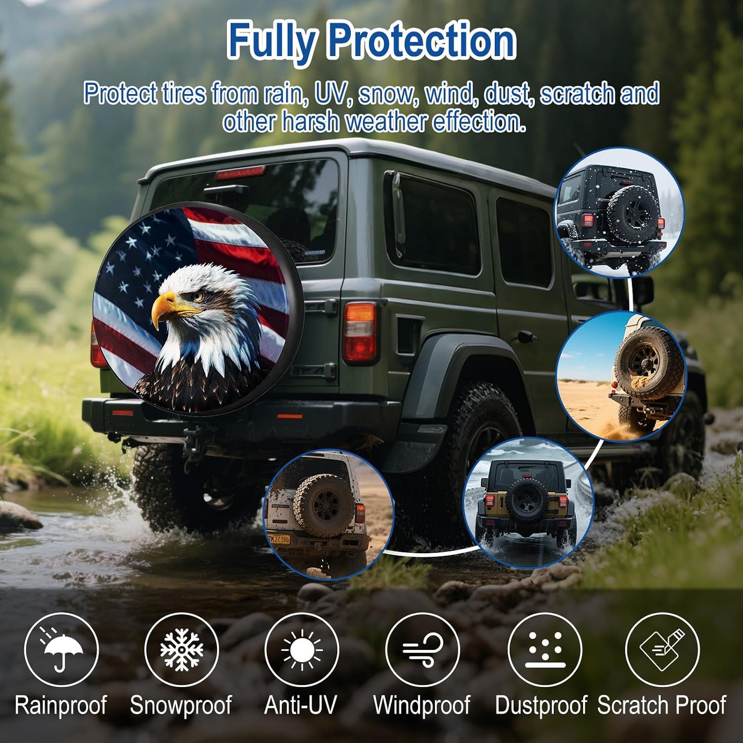 Cubierta neumático RV con águila bandera EE.UU. para SUV Wrangler