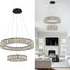 Candelabro cristal 2 niveles lámpara led negra sala comedor