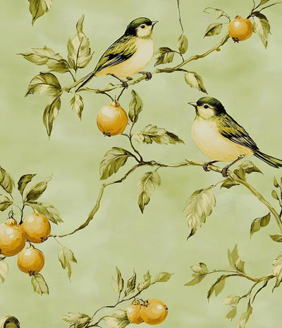 Papel tapiz vintage autoadhesivo con pájaro y frutas