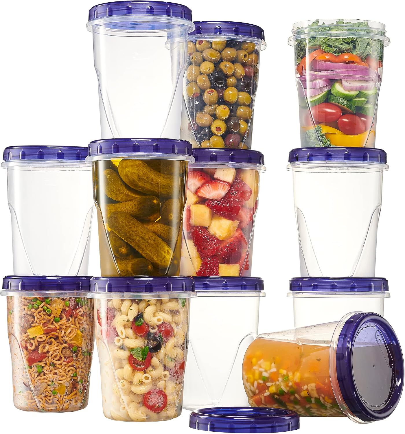 Pack 12 Recipientes Alimento Tapa Giratoria 32oz Reutiliz.