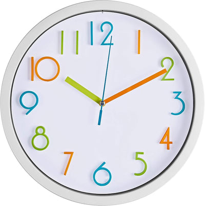 Reloj pared cuarzo batería 10 redondo negro hogar oficina