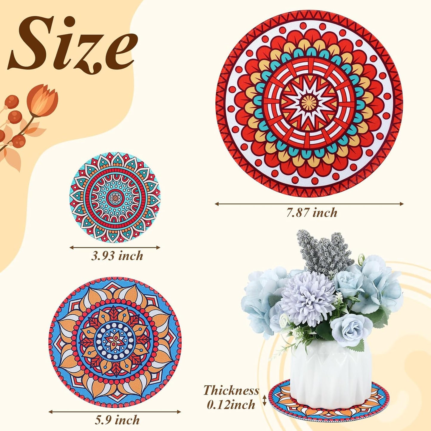 6 Posavasos Bohemios 3.94-7.87" Antiderrap para Mesa